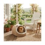 Terra Organik Keçe Kedi Köpek Evi Peluşlu | Ev Tipi Evcil Hayvan Yuvası, ve Konforlu Kedi Evi, Köpek Yatağı ve Dinlenme Alanı (Krem) - 001-Renkli - 100 x 100 cm