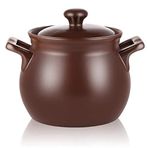 Terracotta Güveç Tenceresi, Kil Güveç Tenceresi Kil Tencere Pişmiş Toprak Güveç Tenceresi Seramik Güveç - Kuru Yanmış, Yapışmaz, Temizlemesi Kolay (Kahverengi Kapasite 5L)