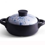Terracotta Güveç Tenceresi, Kil Güveç Tenceresi Pişmiş Toprak Güveç Tenceresi Seramik Güveç - Yüksek Sıcaklıkta Pişirme, Sağlıklı Beslenme (Mavi Kapasite 3,5 L)
