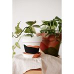 Terracotta Saksı + Tabak Siyah Beyaz Waves 11x10cm