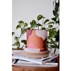 Terracotta Silindir Saksı+Tabak • Pembenin Tonları (2'li Set (Küçük+Orta))