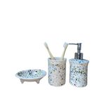 Terrazzo Desenli 3'lü Banyo Seti, Seramik, Çok Renkli