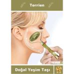 Terrien Deluxe Seri Doğal Yeşim Taşı Jade Roller Çift Taraflı Yüz Masaj Aleti Vücut Cilt Bakım