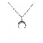 Ters Hilal Figürlü Unisex Kolye – Gotik Tarz Gümüş Renk Metal Takı