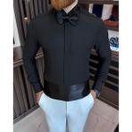 Terzi Adem Altun Italyan Kesim Slim Fit Damatlık Ata Yaka Erkek Gömlek Siyah T7525 - XL