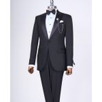 Terzi Adem Altun Italyan Kesim Slim Fit Sivri Yaka Ceket Pantolon Damatlık Set Siyah T11836 - 56