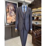 Terzi Adem Altun Italyan Stil Ceket Yelek Pantolon Erkek Takım Elbise Bordo T11122 - 46