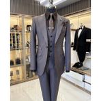 Terzi Adem Altun İtalyan stil ceket yelek pantolon erkek takım elbise kahverengi T11120 - 46