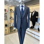 Terzi Adem Altun İtalyan stil ceket yelek pantolon erkek takım elbise lacivert T11118 - 46