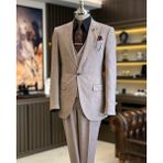 Terzi Adem Altun İtalyan stil ceket yelek pantolon takım elbise bordo T12561 - 46