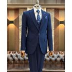 Terzi Adem Altun Italyan Stil Ceket Yelek Pantolon Takım Elbise Lacivert T12021 - 46