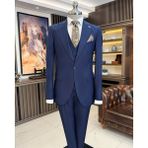 Terzi Adem Altun Italyan Stil Ceket Yelek Pantolon Takım Elbise Lacivert T9932 - 48