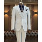 Terzi Adem Altun İtalyan stil ceket yelek pantolon takım elbise mavi T12008 - 48