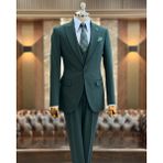 Terzi Adem Altun Italyan Stil Ceket Yelek Pantolon Takım Elbise Yeşil T12010 - 48