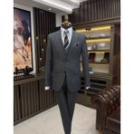 Terzi Adem Altun Italyan Stil Ceket Yelek Pileli Pantolon Takım Elbise Antrasit T11332 - 48