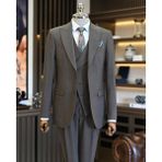 Terzi Adem Altun Italyan Stil Ceket Yelek Pileli Pantolon Takım Elbise Kahverengi T11324 - 48