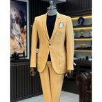 Terzi Adem Altun Italyan Stil Slim Fit Ceket Pantolon Takım Elbise Camel T12513 - 52