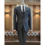 Terzi Adem Altun Italyan Stil Slim Fit Ceket Yelek Pantolon Takım Elbise Antrasit T9955 - 48
