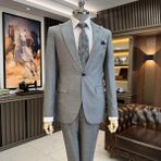 Terzi Adem Altun İtalyan stil slim fit ceket yelek pantolon takım elbise gri T10332 - 44