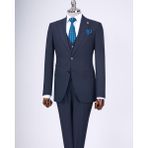 Terzi Adem Altun Italyan Stil Slim Fit Ceket Yelek Pantolon Takım Elbise Lacivert T11393 - 48