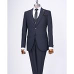 Terzi Adem Altun İtalyan stil slim fit ceket yelek pantolon takım elbise lacivert T11394 - 46