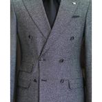 Terzi Adem Altun Italyan Stil Slim Fit Erkek Kruvaze Ceket Pantolon Takım Elbise Siyah T11557 - 48