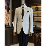 Terzi Adem Altun Italyan Stil Slim Fit Kazayağı Desen Erkek Ceket Gri T12544 - 50