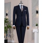 Terzi Adem Altun Italyan Stil Slim Fit Lacivert Ceket Yelek Pantalon Takım Elbise T13961 Erkek 50 Beden