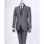 Terzi Adem Altun Italyan Stil Slim Fit Mono Yaka Ceket Pantolon Takım Elbise Siyah T11550 - 46