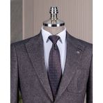 Terzi Adem Altun İtalyan stil slim fit yün karışımlı ceket pantolon kombin takım elbise kahverengi T14680 - 52