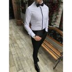 Terzi Adem İtalyan Kesim Damatlık Slim Fit Ata Yaka Erkek Gömlek T3469 - XS - Beyaz