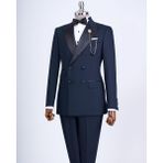 Terzi Adem Italyan Kesim Slim Fit Kruvaze Ceket Pantolon Damatlık Set Lacivert T9215 - 58