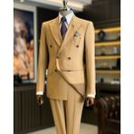 Terzi Adem Italyan Stil Kruvaze Ceket Pantolon Takım Elbise Camel T9106 - 50