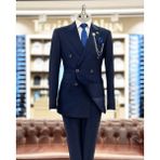 Terzi Adem Italyan Stil Kruvaze Ceket Pantolon Takım Elbise Lacivert T7904 - 46