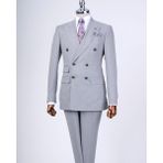 Terzi Adem Italyan Stil Slim Fit Çizgili Ceket Pantolon Takım Elbise Gri T9945 - 48
