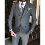 Terzi Adem Italyan Stil Slim Fit Erkek Ceket Yelek Pantolon Takım Elbise Antrasit T9116 - 48