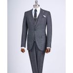 Terzi Adem Italyan Stil Slim Fit Erkek Ceket Yelek Pantolon Takım Elbise Siyah T9122 - 48