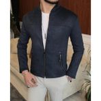 Terzi Adem Italyan Stil Slim Fit Mevsimlik Erkek Süet Mont Lacivert T9174