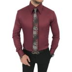 Terzi Adem Italyan Stil Slim Fit Sivri Yaka Saten Erkek Gömlek Bordo T7212