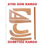 Terzi-Modelist-Tekstil 7 Parça Ahşap Cetvel Riga Gönye Takımı