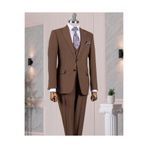 TerziAdemAltun İtalyan stil slim fit ceket yelek pantolon takım elbise kahverengi T14581