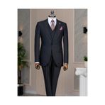 TerziAdemAltun İtalyan stil slim fit ceket yelek pantolon takım elbise lacivert T11447
