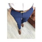 TerziAdemAltun Italyan Stil Slim Fit Erkek Kumaş Pantolon Açık Lacivert T4828