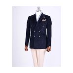 TerziAdemAltun İtalyan stil slim fit kadife kruvaze tek ceket lacivert