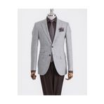 TerziAdemAltun İtalyan stil slim fit mono yaka erkek tek ceket gri T13348