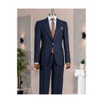 TerziAdemAltun İtalyan stil slim fit torba cep ceket pantolon takım elbise lacivert T14299