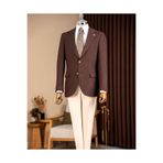 TerziAdemAltun Slim fit erkek mono yaka blazer ceket kahverengi T20145-03