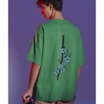 Terzili Giyin Katana Blossom Kılıç Baskılı Erkek Tişört - Haki - 2XL