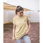 Terzili Giyin Sevimli Karakter Baskılı Kadın Tişört – Minimalist Çizim ile Özgün Stil - Bej - 2XL