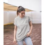Terzili Giyin Sevimli Karakter Baskılı Kadın Tişört – Minimalist Çizim ile Özgün Stil - Gri - XL
